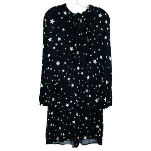 Bella‎ Sky Black Star Print Romper Womens L Relaxed Casual Stretch Comfort
